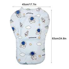 1PC Baby Stroller Seat Cushion For Boys Girls Cute Cartoon Space Soft Seat Liners Toddler Umbrella Stroller Insert Padding Carriage Cushion Breathable Stroller Mat Universal For Dinner Chair - Blue - View 3