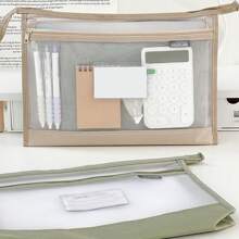 A4網格拉鍊袋文件袋文件夾雙層網格拉鍊袋易攜帶文件存儲袋，適用於學校辦公室旅行 - 多色 - 查看 5