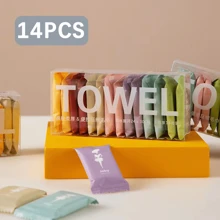 14入組/7入組高端便攜式壓縮毛巾,超厚旅行裝面巾,每個真空包裝,一次性臉部/廚房清潔毛巾 - 彩色 - 查看 2