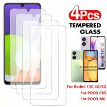4Pcs 9H HD Transparent Tempered Glass Compatible With Xiaomi 13T 12T 11T Pro 11 Lite Compatible With Redmi Note 13 12 Pro 13C 9 9A A3 9C 9T 10 10C 11s 12s 10s 11A 9S 9 10 11 Pro Turbo 3 POCO X6 Neo C61 X3 M3 C65 C55 M4 F3 F4 GT F5 M5 M5S M6 X4 X5 Pro Screen Protector - Clear - View 54