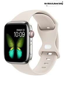 1 件米色时尚柔软硅胶运动手表表带蝴蝶扣舒适可调节防水腕带，适用于 表带 38/40/41/42/44/45/46/49 毫米，适用于 Series Ultra/SE/11/10/9/8/7/6/5/4/3/2/1，智能手表配件 - Pearl White - 查看 2