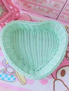 1 件心形藤条桌面收纳篮，北欧风格家居装饰收纳盒，可存放水果、遥控器、糖果、珠宝 - 均碼 - 查看 7