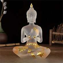 1pc Matte Buddha Statue Ornament, Sculpture Handicraft, Resin Craftsmanship, Zen Decoration, Meditation Sitting Posture, Buddha Statue Home Decoration, Spring Festival Decoration, For Home Room Living Room Office Decor Best - White - View 11