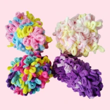 1入700厘米/ 276英寸漸變色手指環紗線，適用於DIY手工毯子圍巾帽子100G+/-10G 100％聚酯 - 黃藍粉色 - 查看 2