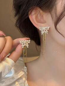 Bông Tai Dài Viền Bướm SKC Dành Cho Nữ, Phong Cách Độc Đáo Sang Trọng, Trang Sức Tai Hợp Thời Trang Và Phóng Đại, Hàng Mới 2024 - Vàng - Xem 2