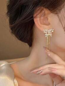 Bông Tai Dài Viền Bướm SKC Dành Cho Nữ, Phong Cách Độc Đáo Sang Trọng, Trang Sức Tai Hợp Thời Trang Và Phóng Đại, Hàng Mới 2024 - Vàng - Xem 3