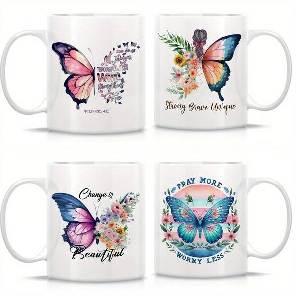 1pc Butterfly Ceramic Coffee Mug 11oz (330ml) - Creative Gift, Personalized Cup For Coffee, Tea, Water, Milk - Ideal For Friends, Parents, Son, Daughter - Funny, Cute, Humorous Holiday Gift For Home Or Cafe Use