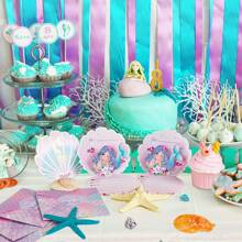 Tarjeta de invitación a fiesta de cumpleaños de sirena colorida, 12*11cm, Navidad