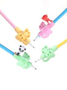 2/4pcs Green TPR Butterfly Shaped 3-Finger Pencil Grip Correction Tools, Writing Training & Educational Supplies, Ergonomic Design - Multicolor - View 4