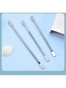 3pcs Stainless Steel Nail Art Tools Set Including Cuticle Remover, Dead Skin Pusher And Double Ended Pusher - Silver - View 5