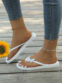 白色凉鞋、休闲鞋、黑色凉鞋、白色拖鞋、女士人字拖、平底凉鞋、女鞋、女士凉鞋、女士平底凉鞋、女士凉鞋、厚底凉鞋、黑色凉鞋、女士凉鞋 - 白色 - 查看 2