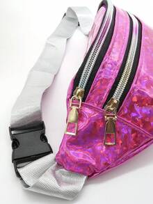 aerocandy 女士全方位霧面皮腰包，可當胸包、肩包、斜跨包，防水運動腰包，適用於戶外活動、旅行，可收納手機 - 玫紅色 - 查看 3