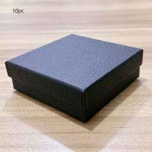 1/5/10入組戒指盒，手鍊，珠寶包裝盒，吊墜項鍊，荔枝紋飾品盒，耳環，小紙盒 - 黑色碎皮紋 - 查看 12