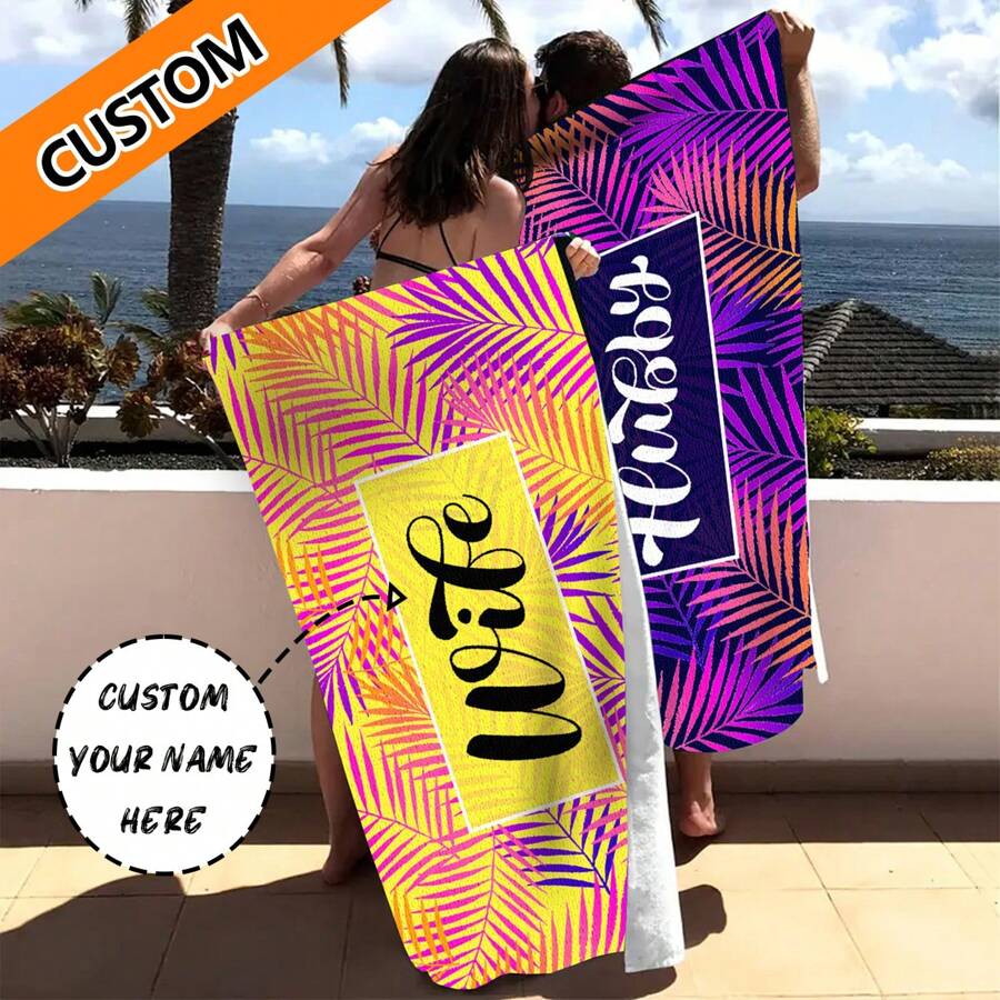 Personalized Name Custom Fun Beach Towel Sand Resistant Super Absorbent Fast Drying Super Fiber Towel Beach Towel Blanket Printed Beach Towel Gift Adult Children Holiday Travel Accessories