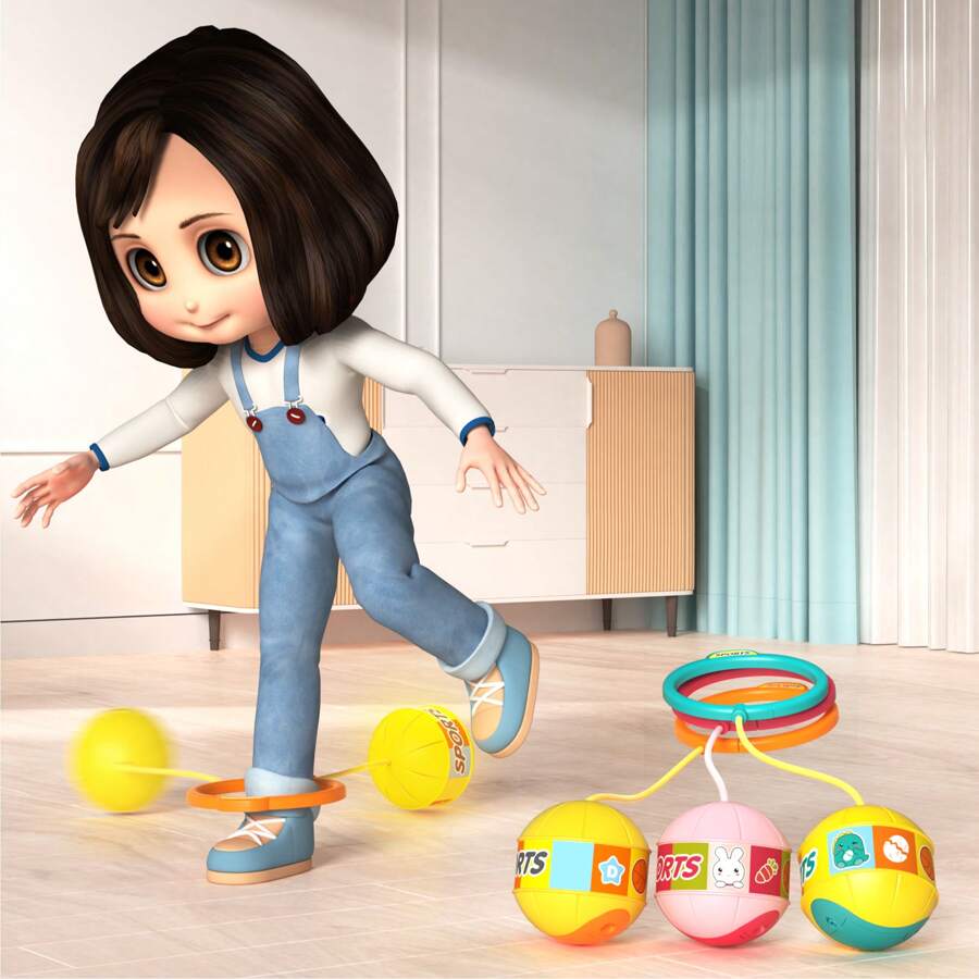 發光腳踝Skip球閃爍擺動球運動戶外夜光Ski​​p It成人跳繩環兒童校園小休息跳繩玩具。 - 彩色 - 查看 1