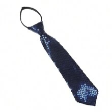 1pc Sequined Zipper Ties For Men, Glitter Sparkly Paillette Adjustable Pre-Tied Zip Necktie, Shinning Sequins Dance Party Magic Show Stage Performance Costume Tie