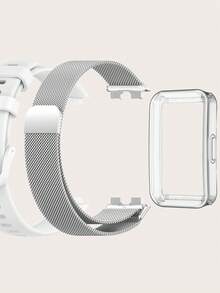 3-In-1 Complete Accessory Set: 1pc Protective Frame, 1pc Silicone Band, 1pc Magnetic Milanese Metal Band, Compatible With Huawei Band 8, Suitable For Everyday Wear