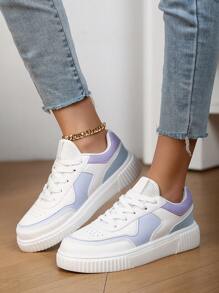 Zapatos deportivos para adolescentes, deportivos, transpirables, cómodos, con cordones, zapatillas informales de moda, verano - Blanco - Ver 3
