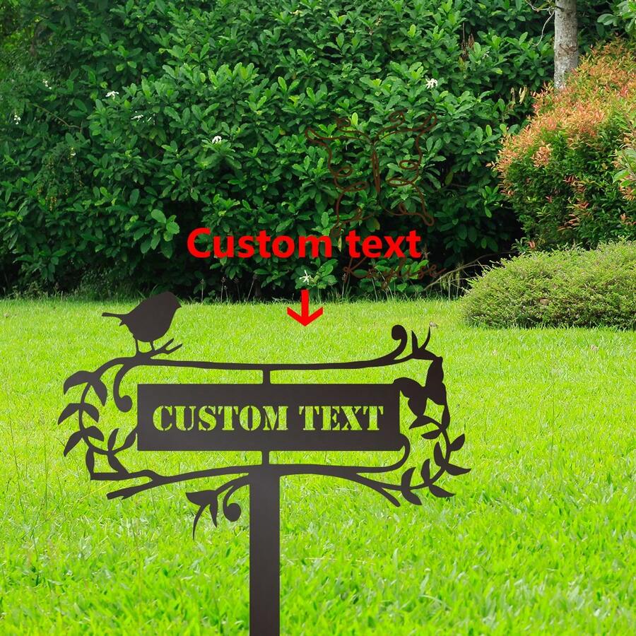 1PC Tùy Chỉnh Tên Hoa Cây Bụi Sân Nghệ Thuật, Kim Loại Cổ Phần Sân Vườn, Cá Tính Sân Vườn Ký, Sân Vườn Ngoài Trời Kim Loại Nghệ Thuật, Kim Loại Sân Trang Trí - màu đen - Xem 1