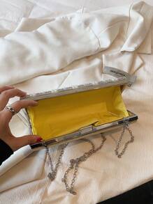 Glitter Bling,Shiny Glamorous,Elegant,Exquisite Argyle Princess Faux Pearl & Rhinestone Pearl Chain & Decor Silver Mini Rhinestone & Faux Pearl Metal Chain Shoulder Strap Crossbody Box Bag Suitable For Women's Daily Commute, Shopping, Tourism, Party, Gift, Fashion Events For Party, Wedding, Prom And Dinner, Lipsticks, Women's Pearl Bag Dinner Bag,Evening Bag For Party Girl,Woman,For Female Perfect For Party,Wedding,Prom,Dinner/Banquet,For Best Gift For Women