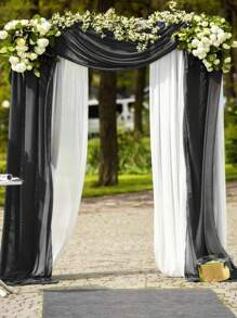 半片黑色雪纺拱形帘，婚礼拱门装饰，生日派对背景，情人节装饰，涤纶浪漫派对装饰，婚礼 - 黑色 - 查看 7