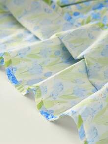 AMILA Váy hoa nữ kiểu Pháp trẻ trung cho mùa hè 2024 - Màu xanh lam - Xem 6