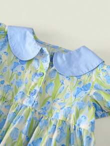 AMILA Váy hoa nữ kiểu Pháp trẻ trung cho mùa hè 2024 - Màu xanh lam - Xem 8