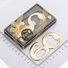 黑色"60"啤酒瓶開啟器，適合60歲生日派對、60週年紀念慶典、父親禮物、母親禮物、裝飾和朋友互送禮品 - 黑色 - 查看 2