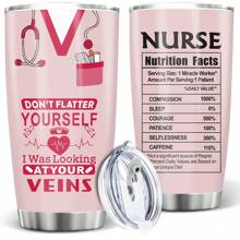 1 PEÇA Presente para Enfermeiras, Copo Térmico Isolado Tipo Garrafa com Tampa, Fatos Nutricionais de Enfermeira - Presente de Apreciação de Enfermeiras, 20 OZ (590ml)