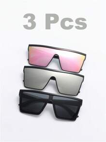 3pcs/1pc Teen`S Large Framed Fashion Glasses For Summer, Suitable For Daily Use