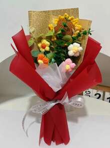 1 件人造花向日葵成品花束，手工钩编针织花，情人节礼物，适合家居装饰、派对装饰、情人节、礼物 - 彩色 - 查看 12