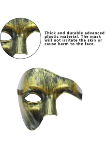 Venetian Masquerade Mask For Half Face, Suitable For Men's Party, Performance And Dress-Up - Gold - View 3