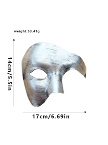 Black And Colorful Half Face Mask, Suitable For Venetian Party Performance Costume And Masquerade Dressing, Men's - Gold - View 2