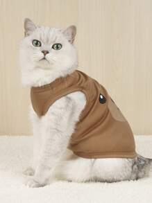 2pcs/Set Little Bear Printed Polyester Flea And Shedding Reduction Insulated Breathable Vest Suitable For Indoor And Outdoor Cats And Dogs