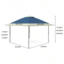 13' X 13' Outdoor Gazebo, Heavy Duty Double Roof Patio Gazebo With Netting And Curtains, Outdoor Patio Canopy For Deck Backyard Garden Lawns - Blue - View 5