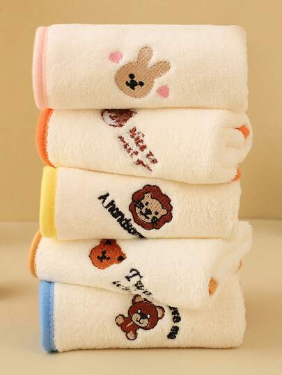 5pcs/Pack Baby Towel Set, Super Soft And Absorbent Towels Suitable For Newborns, Infant Bathing & Face Washing. Reusable Baby Wipe For Facial Cleansing, Bathing, And Dribble Wiping. Made Of Coral Velvet, Truly Soft And Strongly Absorbent For Kids' Skin.