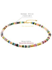 Collar de piedras naturales con cuentas de estilo bohemio en color dopamina, cadena de clavícula dulce y elegante para mujeres, adecuado para vacaciones de primavera/verano y uso diario