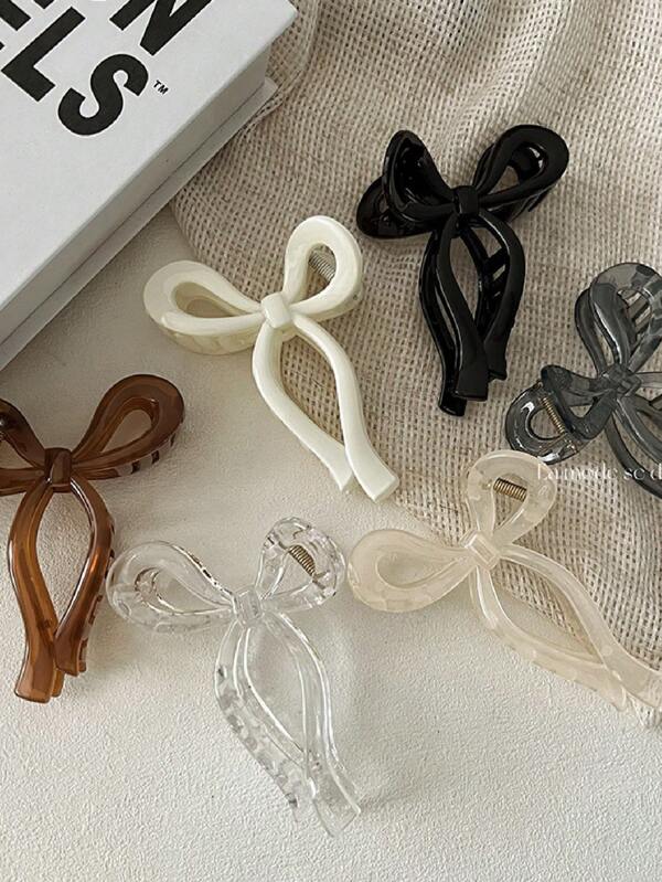 1pc Women's High Ponytail Bow Hair Clip With 3D Hair Claw, Simple Design For Summer Valentine's Day Hair Clips Hair Jaw Clip Hair Clamps Hair Clutch Hair Catcher Clip