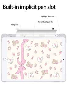 漂亮可爱的兔子和熊图案硅胶平板电脑保护套，带笔槽和睡眠/唤醒功能，兼容华为、小米、iPad、三星 - 彩色 - 查看 8