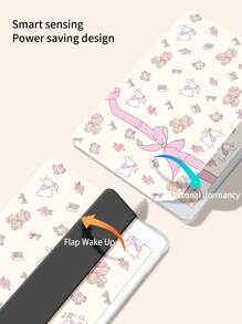 漂亮可爱的兔子和熊图案硅胶平板电脑保护套，带笔槽和睡眠/唤醒功能，兼容华为、小米、iPad、三星 - 彩色 - 查看 7