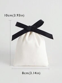 10pcs White Velvet Drawstring Bag With Black Treading, 7x9cm Back To School Valentine Day - White - View 5