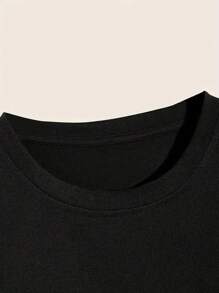 Playera de ajuste regular con cuello redondo y mangas cortas, con estampado de patrón creativo y elegante de perezoso lindo y perezoso, estilo sencillo y cómodo, ideal para primavera, verano y vacaciones de ocio como regalo de ropa para hombres. - Negro - Ver 3