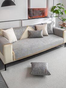 1pc Noble Jacquard Waterproof Sofa Cover With Golden Borders, Suitable For 1/2/3/4 Seater Sofa, All Seasons