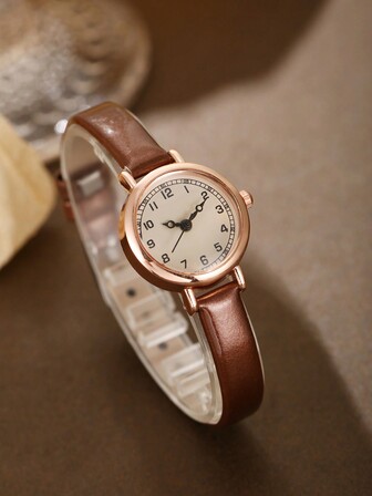 1pc Girl's Thin Strap , Fashionable, Comfortable And Elegant Quartz Watch, Campus Style All-Match Watch
