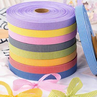 50 Yards Ruy băng kẻ caro dùng để nướng bánh, trang trí bánh, gói quà, tự làm hoa, Ruy băng satin,