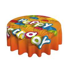 1 块，涤纶桌布，生日派对桌布，防水防皱 60 * 60 英寸桌布，用于家庭厨房和晚餐装饰、房间装饰 - 彩色 - 查看 2