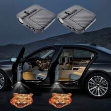 2入組天使翅膀（老虎/馬）圖案汽車車門歡迎投影LED暗影燈，汽車歡迎燈，提升您的汽車風格，不包括電池 - 黑色 - 查看 13