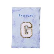 Letter Printed Simple Passport Holder For Daily Use - Blue - View 6