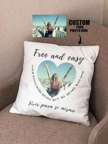 個性化枕套家居裝飾坐墊套，印有情人節、聖誕節、感恩節、新年、嬰兒照片、情侶照片、家庭照片。僅單面印刷不含枕芯。 - 彩色 - 查看 2