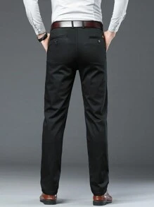 男士弹力直筒商务西装裤 - 黑色 - 查看 7